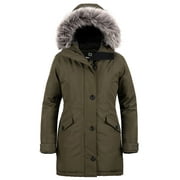 Wantdo Women's Winter Coat Insulated Winter Jacket Recycled Waterproof Jacket Army Green S